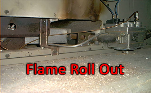 A flame roll out found during a heater tune up inspection